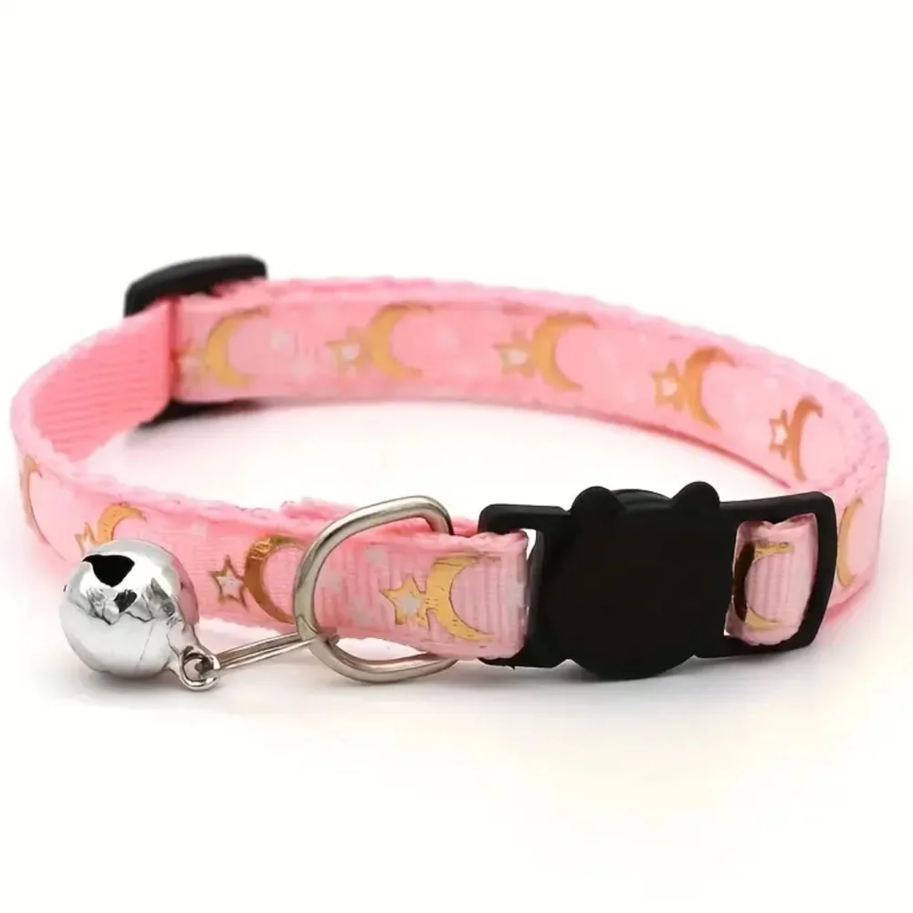 NEW! Adjustable Break Away Cat & Small Dog Moon and Stars Collars with B…